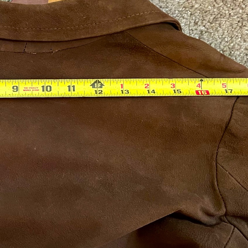 1960’s BROWN SUEDE jacket, medium-weight, button-down, 1960’s, sz 6 PETITE - Picture 5 of 7
